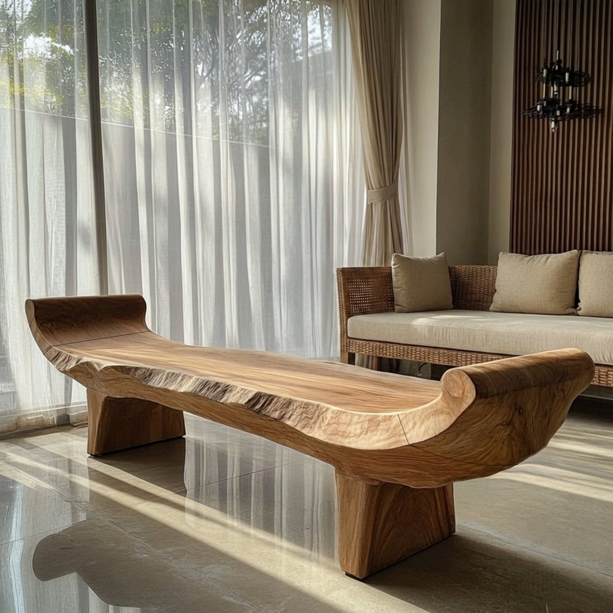 Minimalist Console Table with Sculptural Base, solid wood, built to order