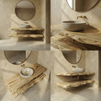 Mediterranean Floating Bathroom Vanity, solid wood, built to order