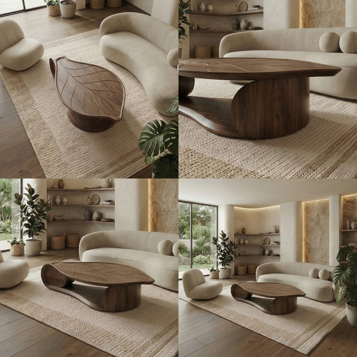 Sculptural Live Edge Abstract Coffee Table