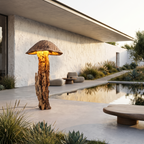 Organic Floor Lamp with Tree Trunk Base and Sculptural Shade, solid wood, built to order, view 6