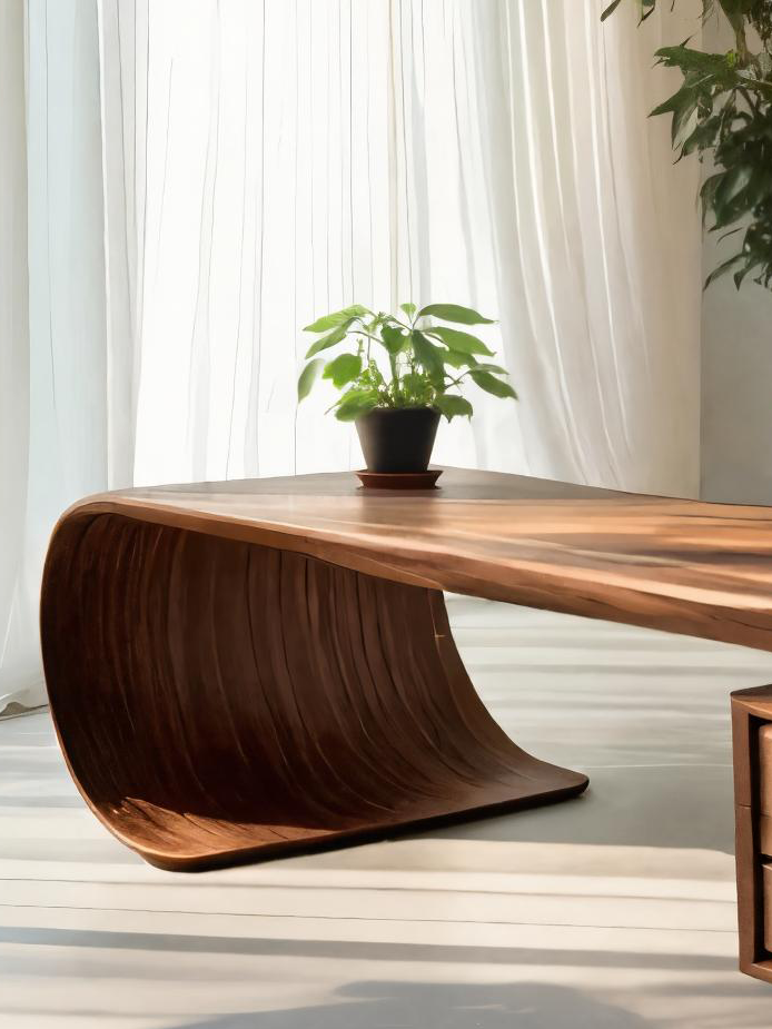 Modern Coffee Table with Sculptural Curved Design, solid wood, built to order, view 4
