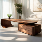 Modern Coffee Table with Sculptural Curved Design, solid wood, built to order, view 2