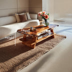 Handcrafted Coffee Table Live Edge and Lower Shelf, solid wood, built to order