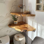Live Edge Floating Corner Shelves, solid wood, built to order