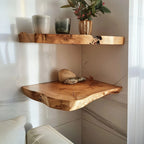 Live Edge Floating Corner Shelves, solid wood, built to order