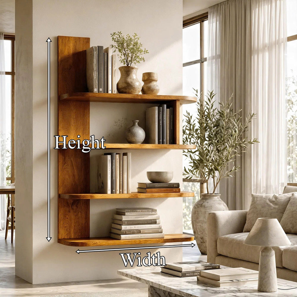Organic Bookshelf Handcrafted Sculptural Design for Living Room, solid wood bookcase