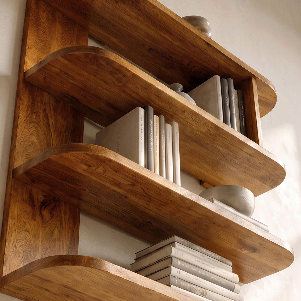 Organic Bookshelf Handcrafted Sculptural Design for Living Room, solid wood bookcase