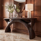 Mid Century Console Table with Flowing Curved Frame, solid wood, built to order