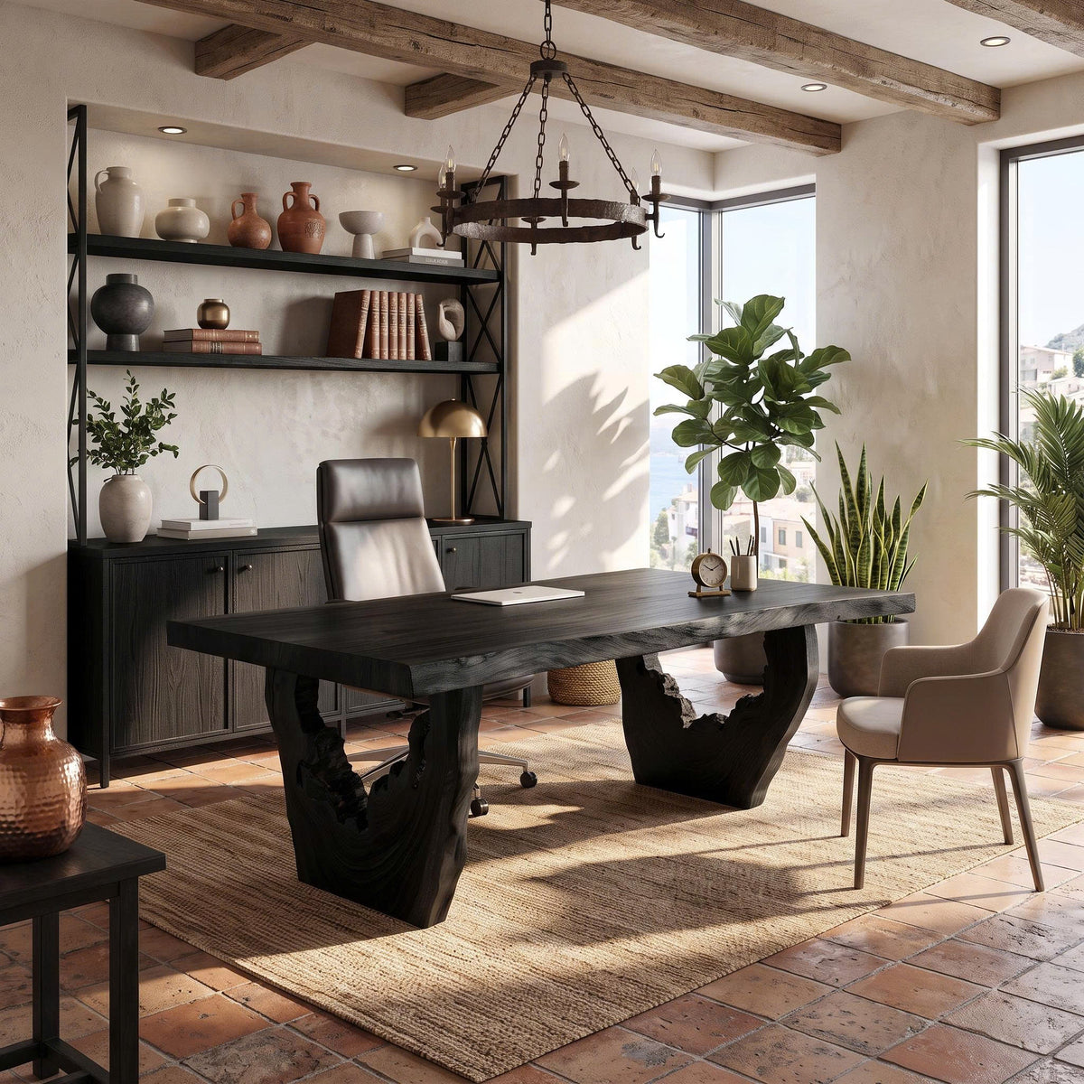 Organic Executive Desk with Flowing Curved Legs, solid wood, built to order, view 4