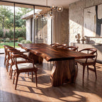 Contemporary Dining Table with Asymmetrical Edge Top, solid wood, built to order