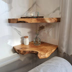 Live Edge Floating Corner Shelves, solid wood, built to order