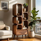 Minimalist Wooden Bookshelf for Contemporary Living Room, solid wood bookcase