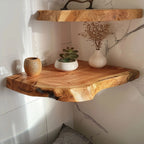 Live Edge Floating Corner Shelves, solid wood, built to order