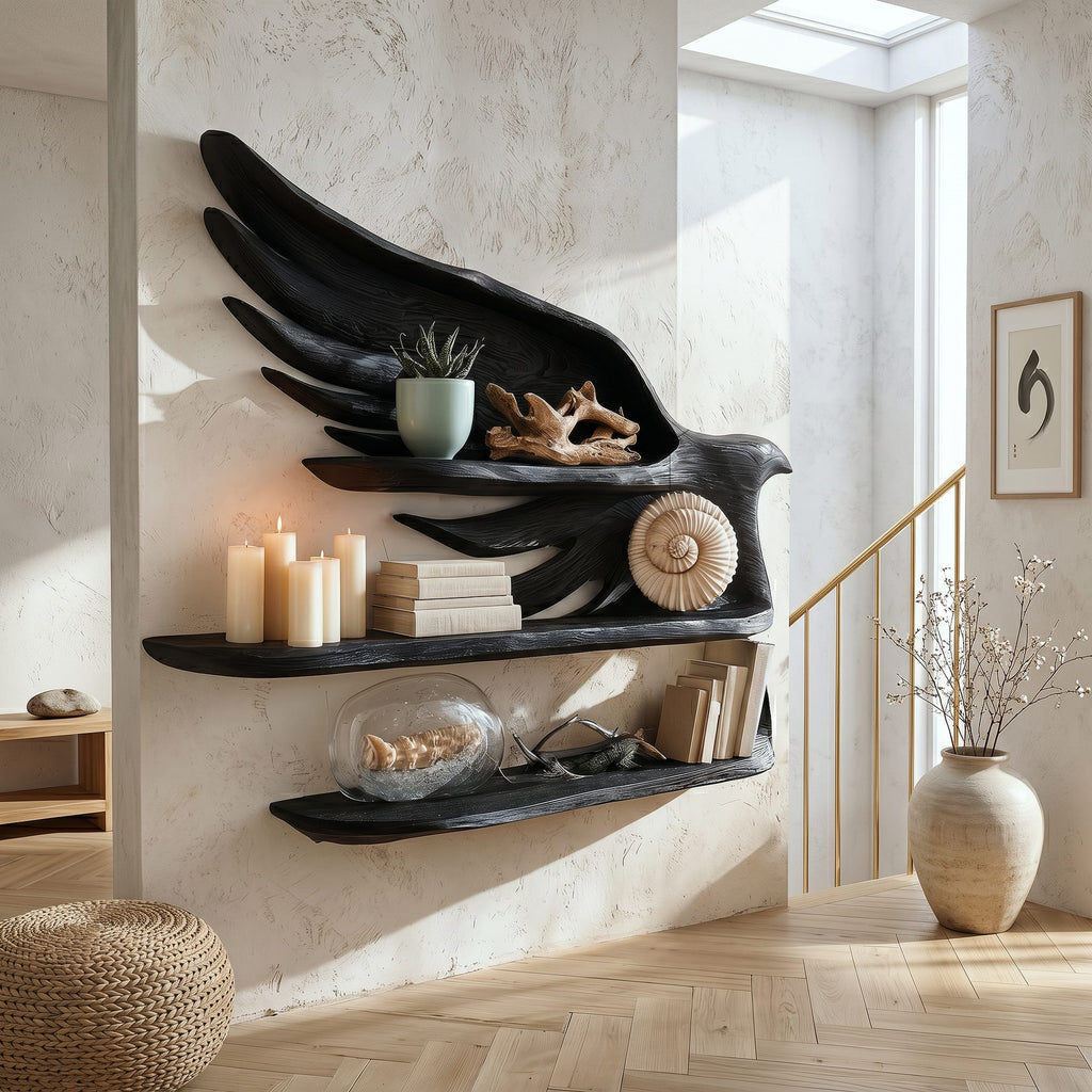 Handcrafted Wave Bookshelf with Curved Structure, solid wood, built to order