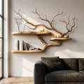 Handcrafted Tree Branch Floating Shelf, solid wood, built to order