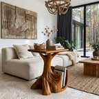 Contemporary Sculptural Side Table with Tree Inspired Base, solid wood, built to order