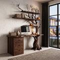 Contemporary Writing Desk with Tree Silhouette, solid wood, built to order