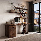 Contemporary Writing Desk with Tree Silhouette, solid wood, built to order