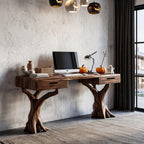 Contemporary Storage Desk with Display Shelves, solid wood, built to order