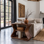 Contemporary Beside Table with Flowing Curved Frame, solid wood, built to order