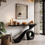 Modern Entryway Table with Sculptural Open Frame, solid wood, built to order