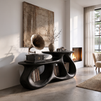 Contemporary Vinyl Record Cabinet with Interlocking Curved Forms, solid wood, built to order