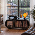 Minimalist Vinyl Console with Soft Continuous Curves, solid wood, built to order