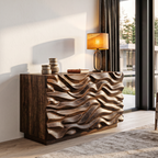 Modern Dresser with Sculpted Wave Front, solid wood, built to order