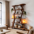 Mid Century Sculptural Bookshelf with Branch Inspired Frame, solid wood, built to order