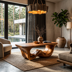 Organic Modern Coffee Table with Seamless Curved Base, solid wood, built to order