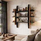 Contemporary Display Shelf with Sculptural Frame Design, solid wood, built to order