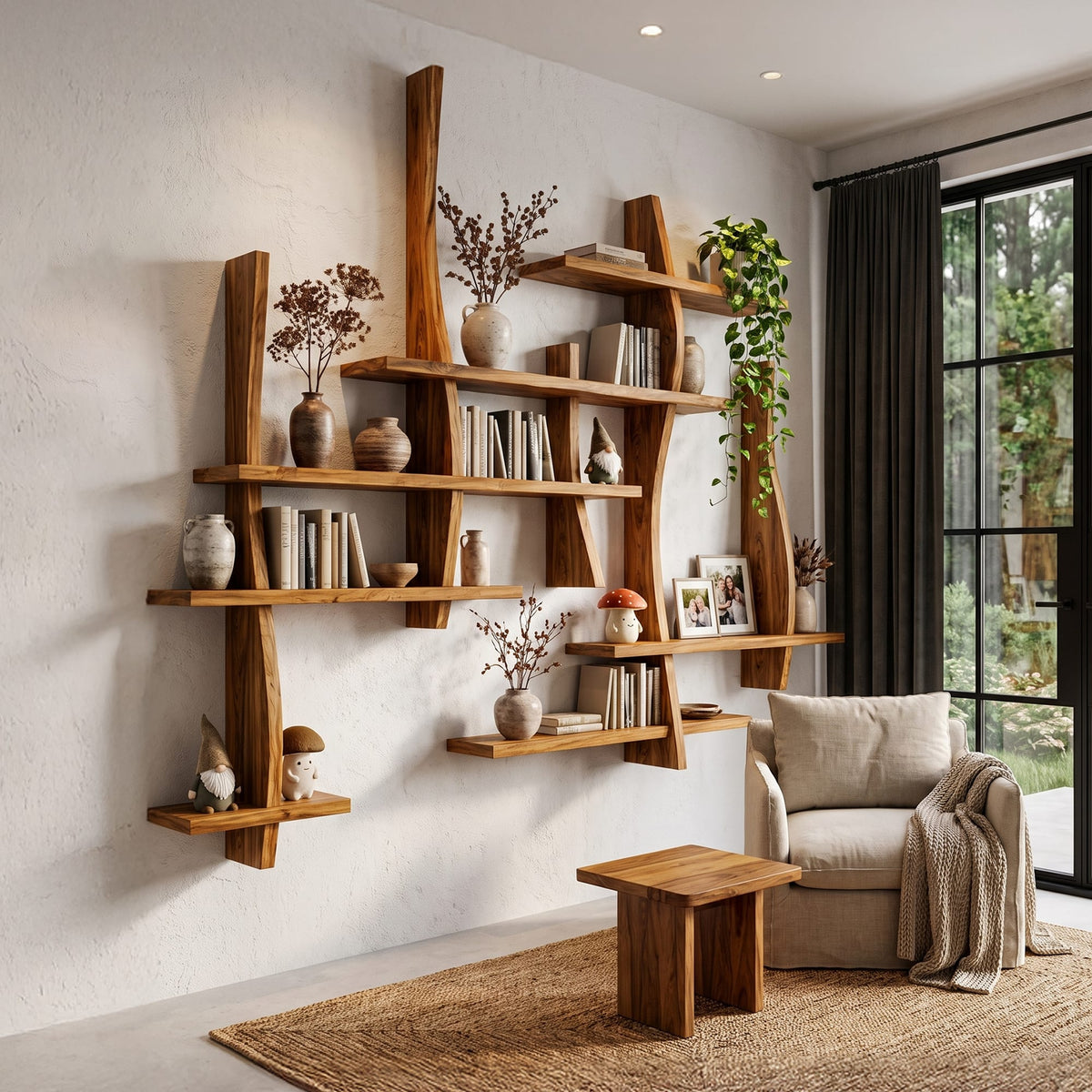 Floating Layered Bookshelf