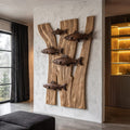 Contemporary Fish Wall Decor with Sculptural River Scene, solid wood, built to order