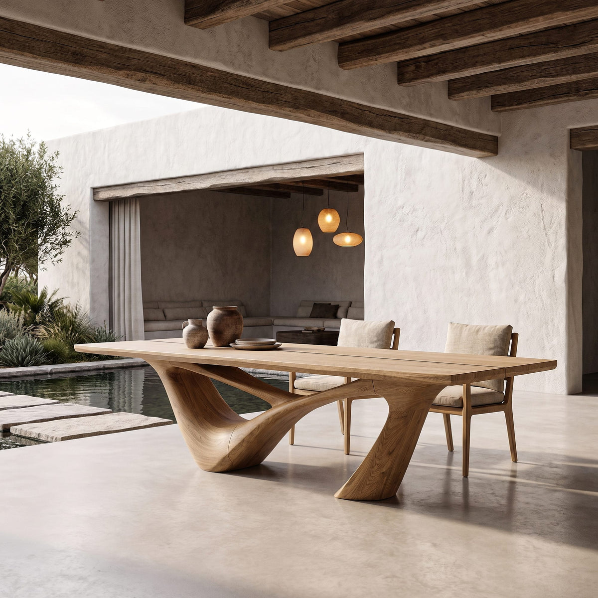 Minimalist Wing Pedestal Dining Table Dining Table, solid wood, built to order