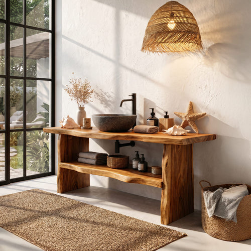 Farmhouse Branch Bathroom Vanity Freestanding Sink Console, solid wood, built to order