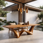 Contemporary Dining Table with Architectural Wave Design, solid wood, built to order
