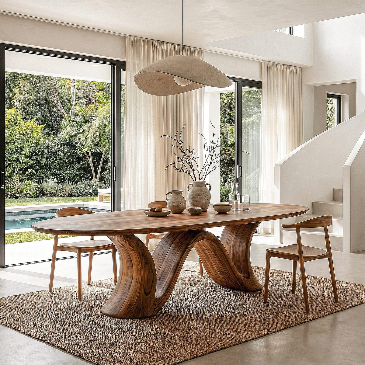 Organic Modern Pedestal Dining Table