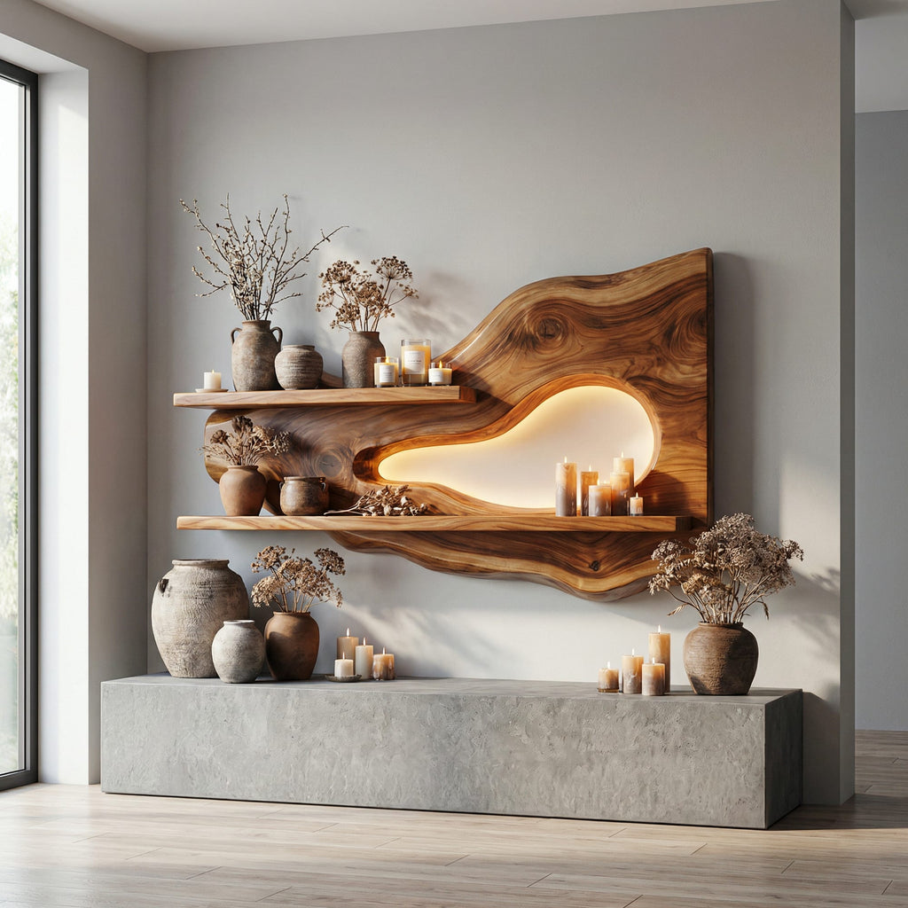 Organic Floating Decorative Wall Shelf