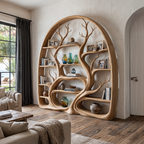 Organic Tree Bookshelf with Arched Branch Design, solid wood, built to order