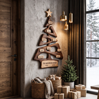 Organic Family Tree Wall Art with Custom Family Name Sign, solid wood, built to order