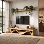Organic Open Loop TV Cabinet Solid Media Console, solid wood, built to order
