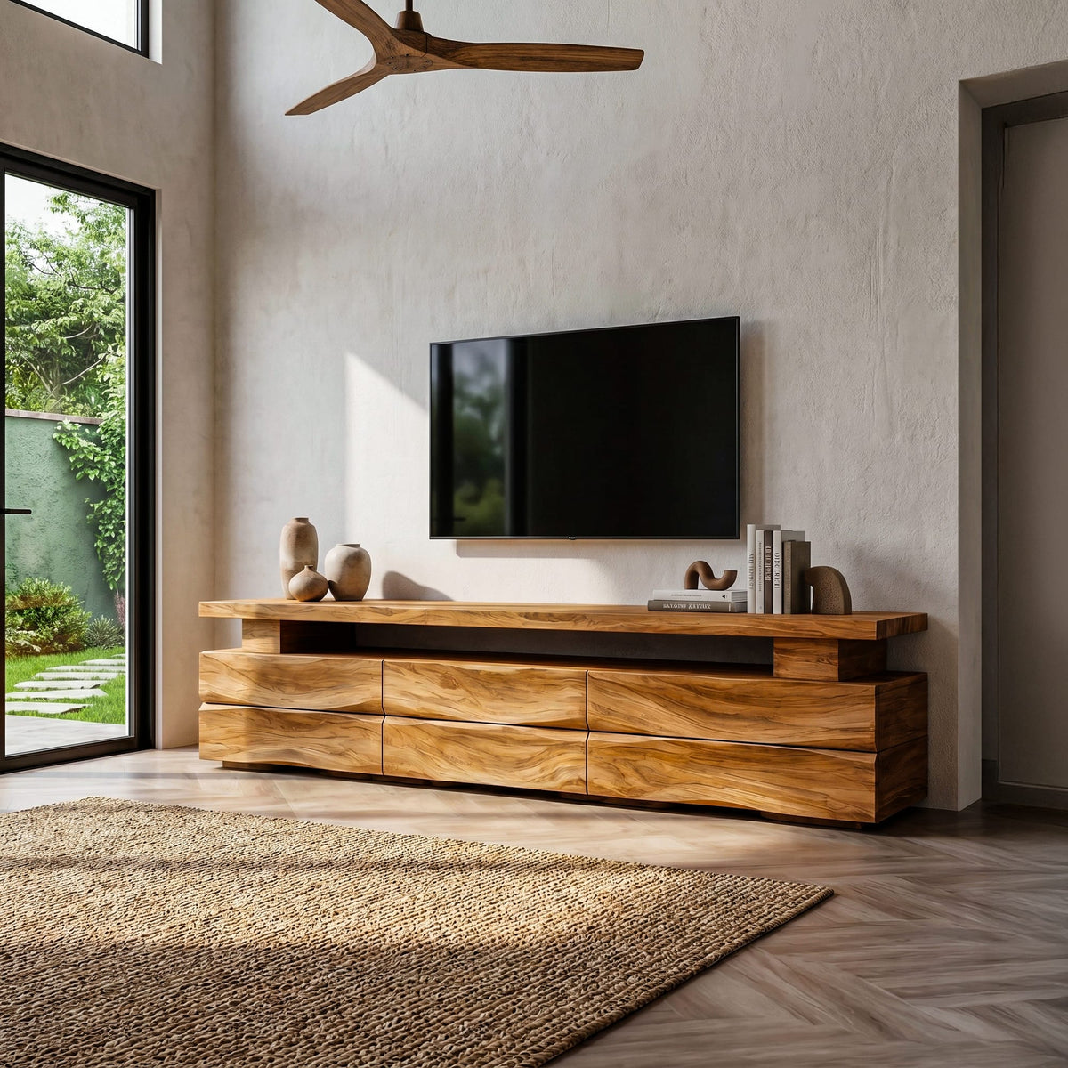 Wave Front Solid TV Cabinet