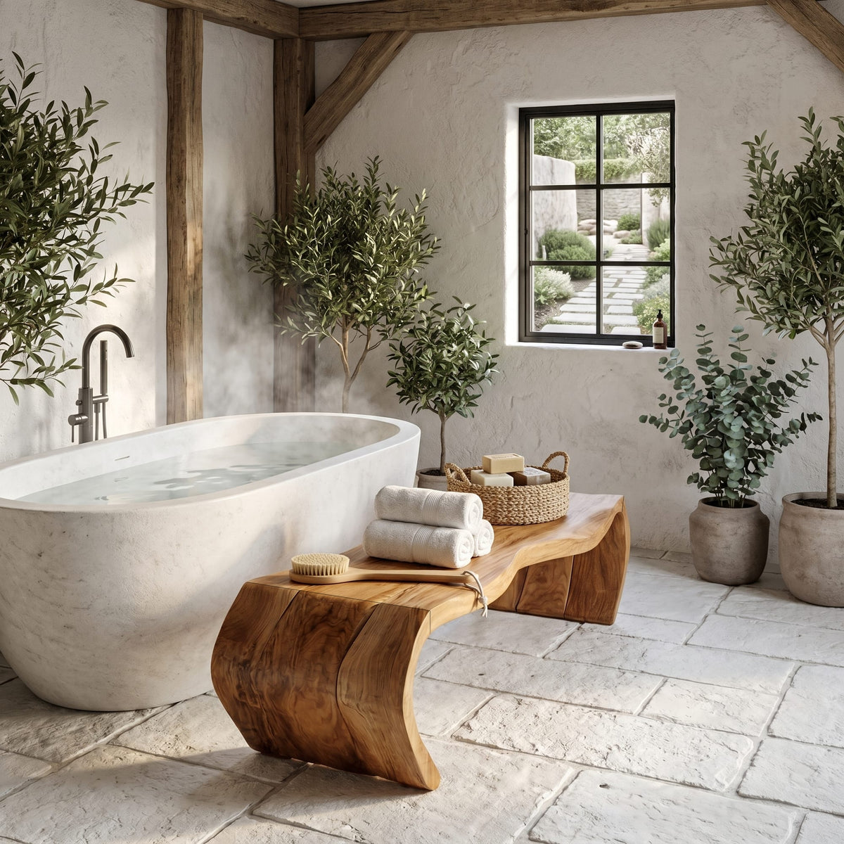 Solid Sauna Shower Bench