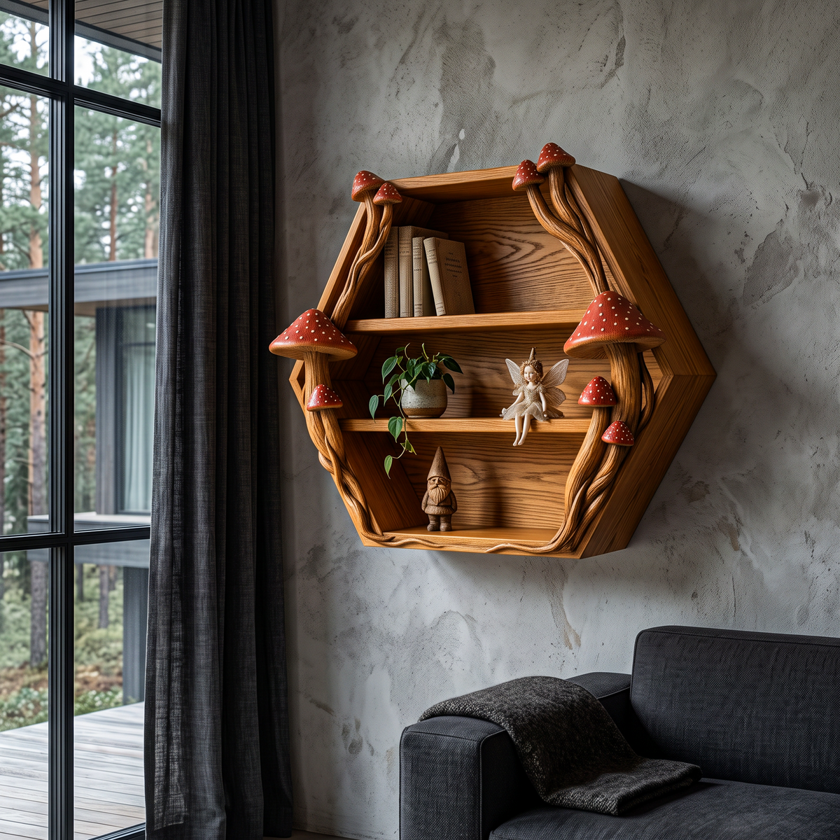 Minimalist Wall Bookshelf Shelves, solid wood, built to order