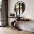 Mid Century Sculptural Console Table, solid wood, built to order