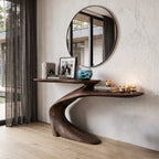 Mid Century Sculptural Console Table, solid wood, built to order