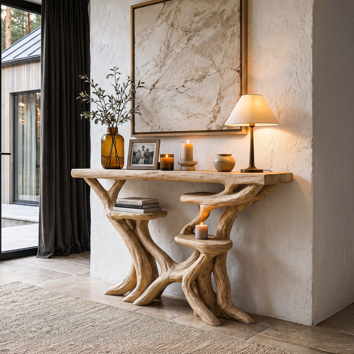 Artisan Tree Branch Console Table, solid wood, built to order