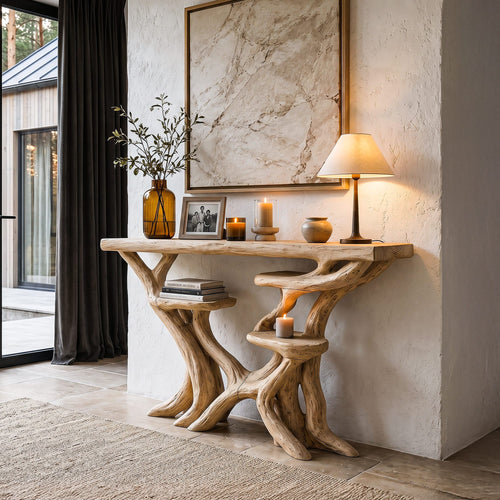 Artisan Tree Branch Console Table, solid wood, built to order