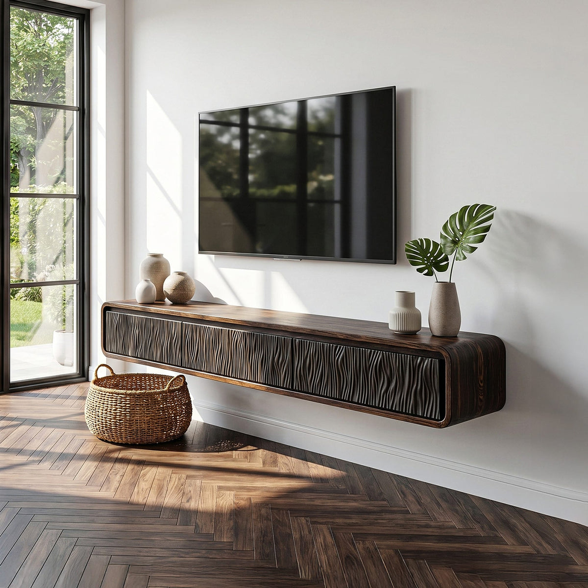 Organic Floating Entertainment TV Cabinet