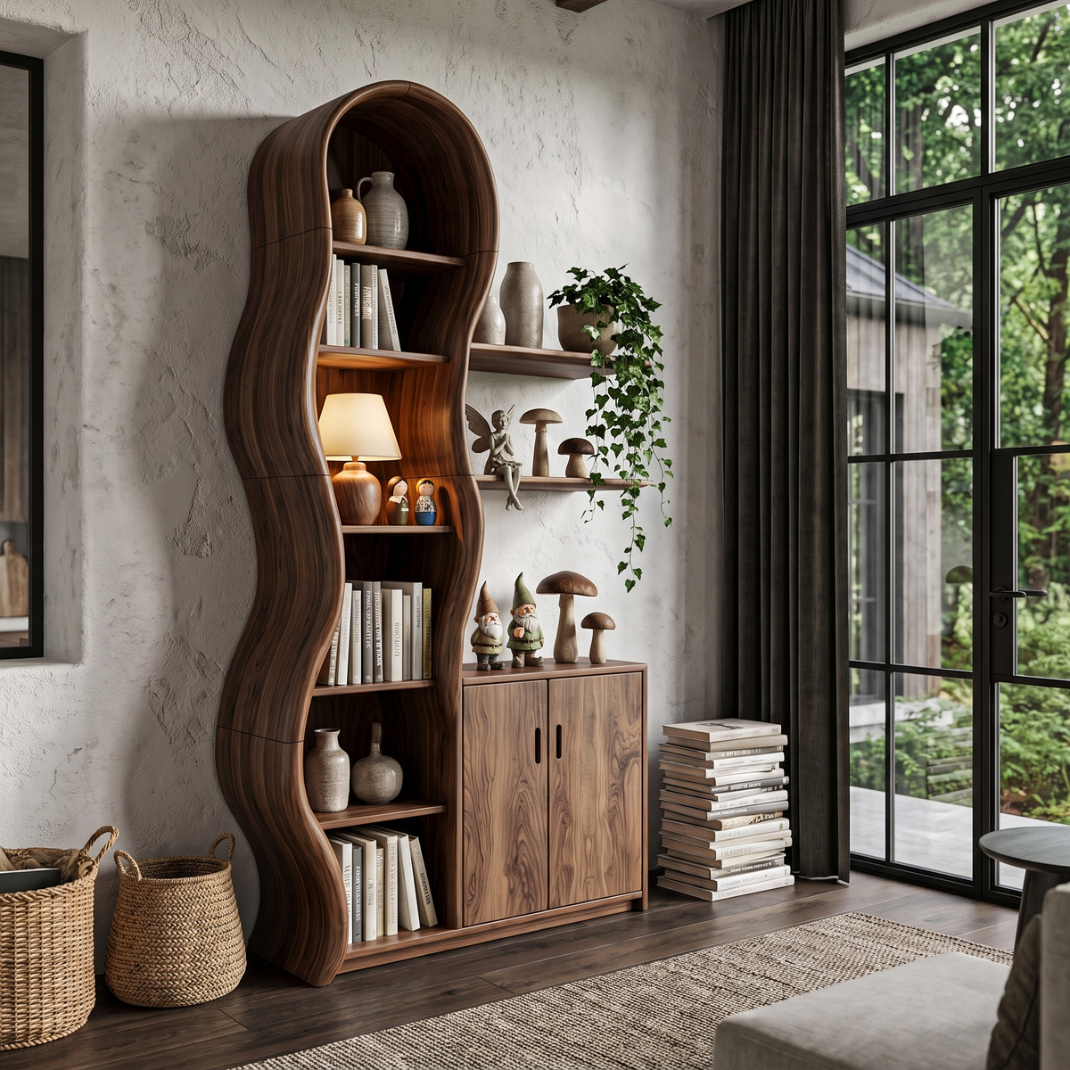 Contemporary Display Cabinet with Sculptural Branch Frame, solid wood, built to order